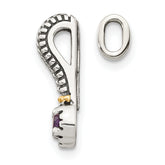 Shey Couture Sterling Silver Antiqued with 14k Accent Polished Amethyst Chain Slide Pendant